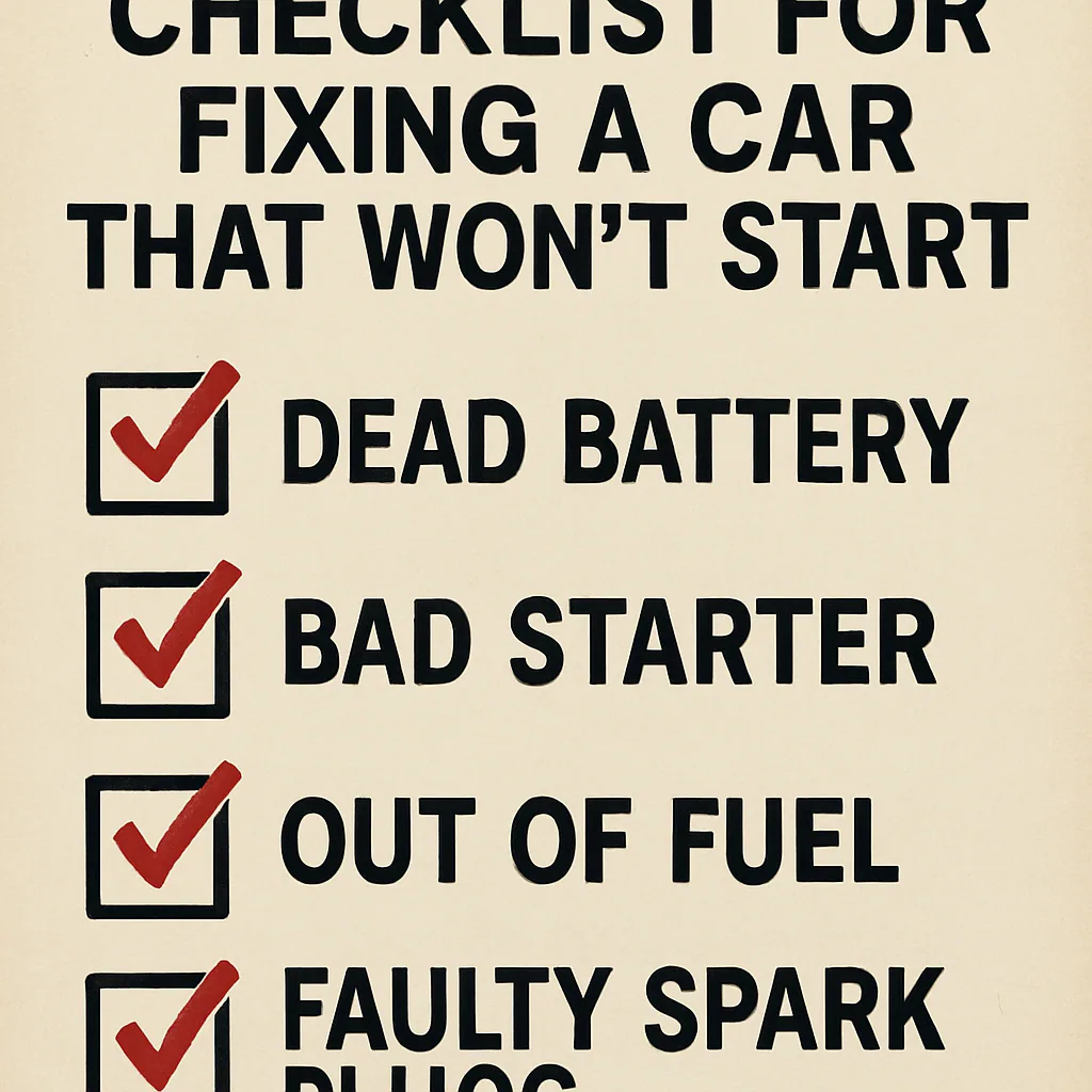 Checklist for fixing a car that won't start